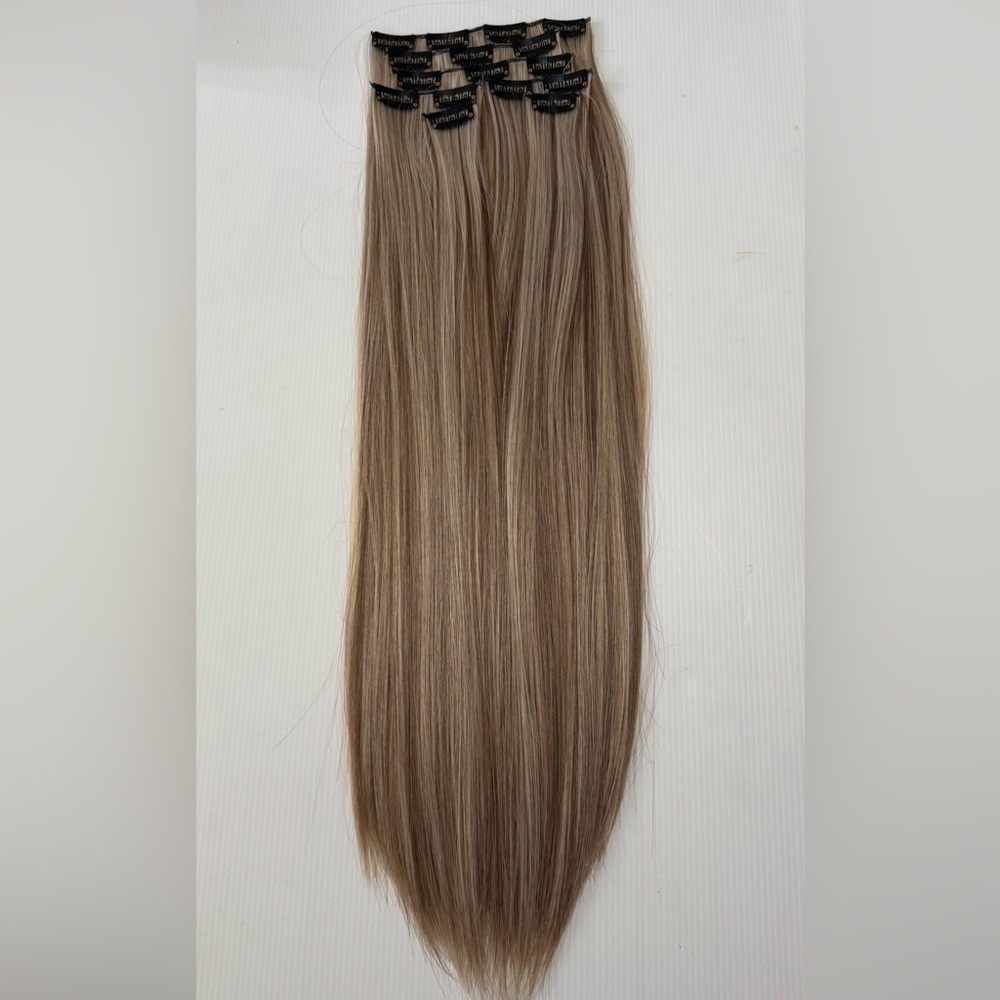 Human hair blend Light Brown With Light Blonde highlights Hair Extensions 22 in - Picture 7 of 10